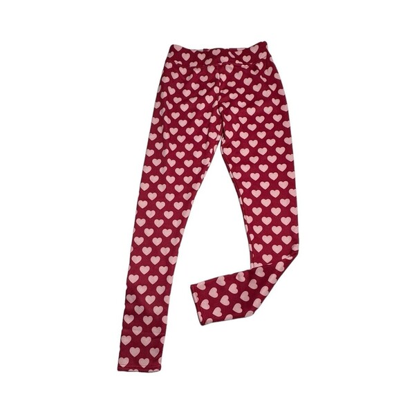 NEW Serra Fleece Lined Leggings Red With Pink Hearts Women’s Size Small (4-6) - Picture 4 of 9